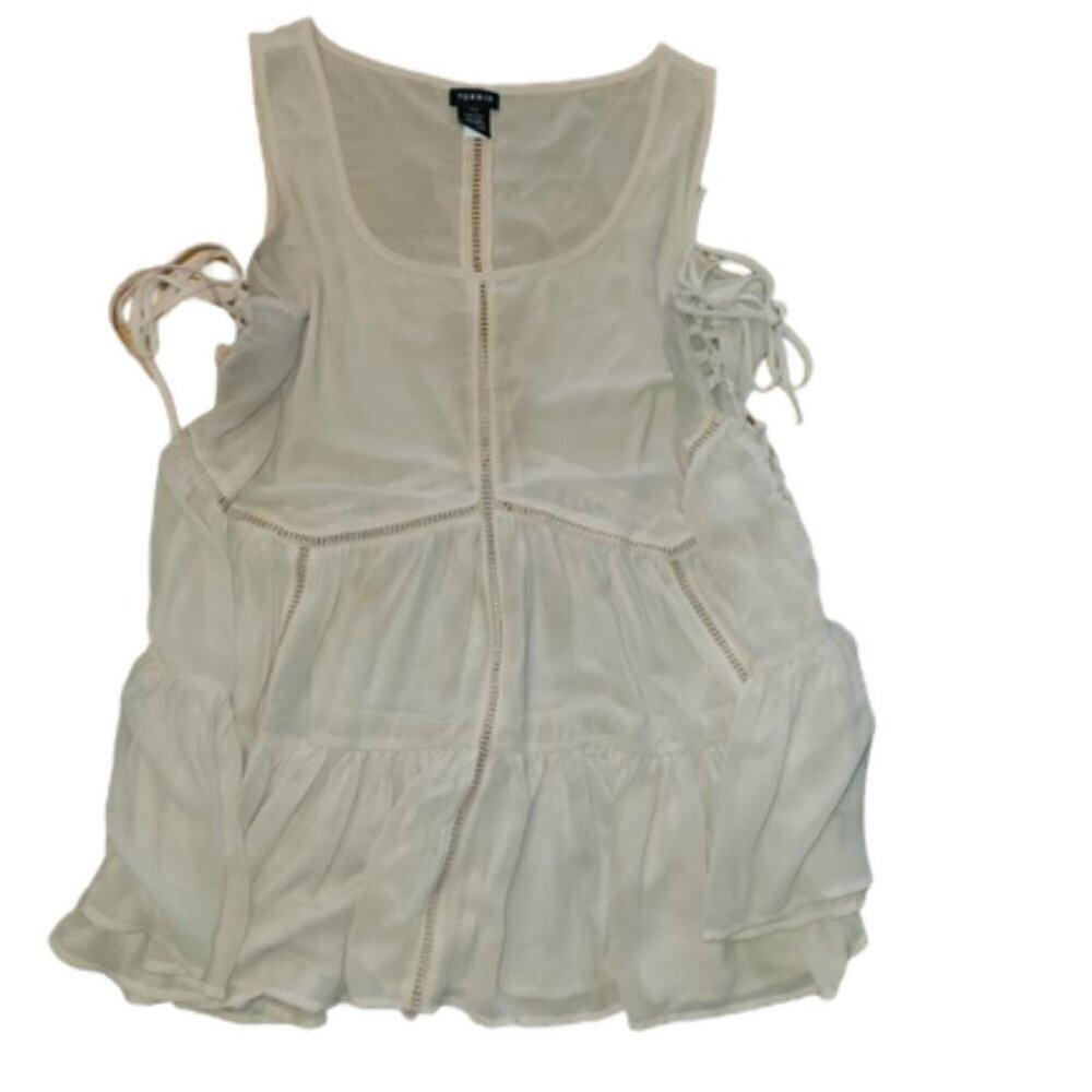 Torrid Sheer Beige Baby doll Blouse || 2X EUC